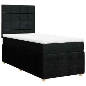 Boxspring met matras stof zwart 90×190 cm Boxspring met matras stof zwart 90×190 cm