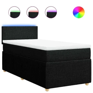 Boxspring met matras stof zwart 90×190 cm Boxspring met matras stof zwart 90×190 cm