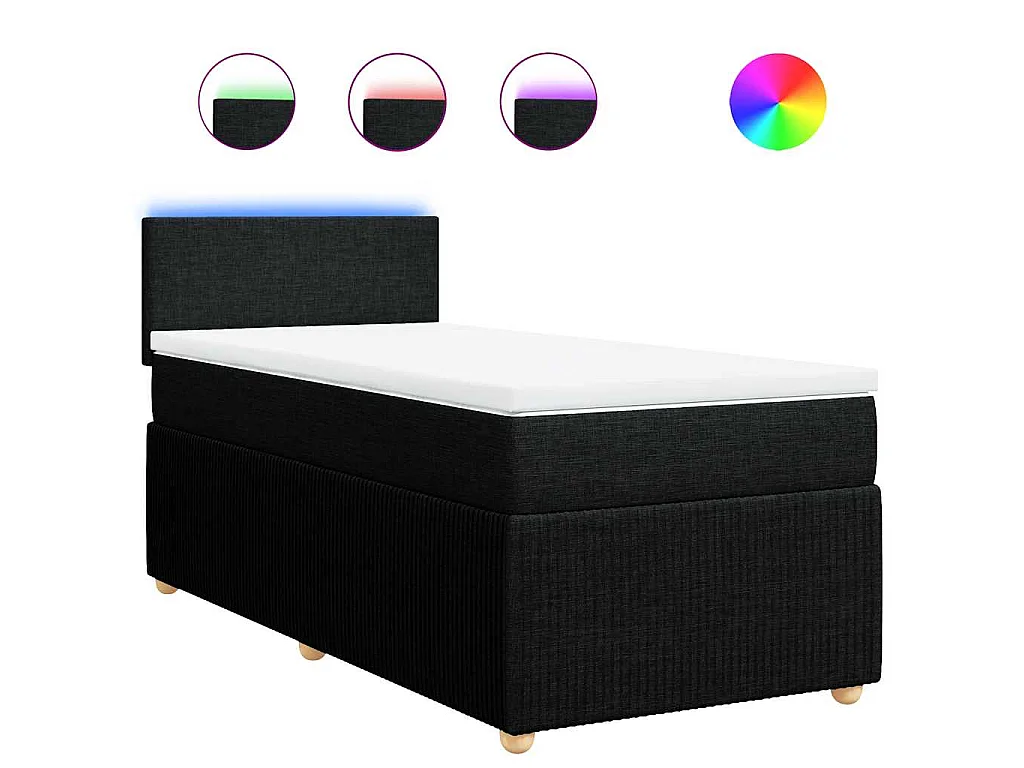 Boxspring met matras stof zwart 90x190 cm