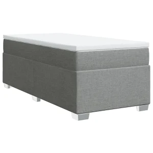 Boxspring met matras stof lichtgrijs 90×200 cm