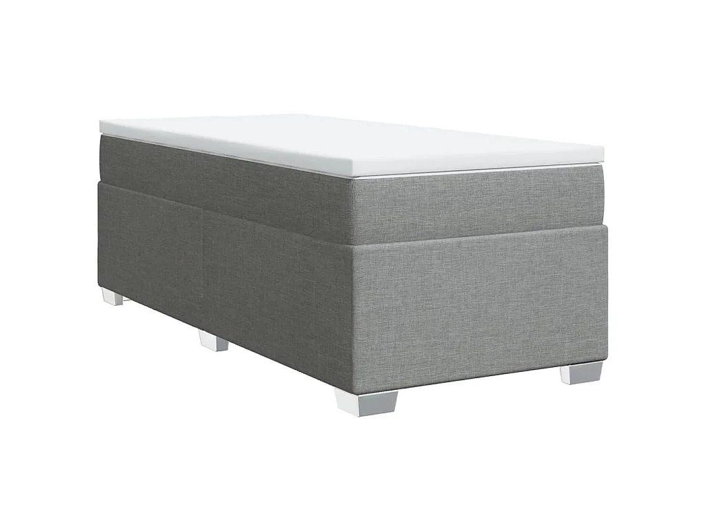 Boxspring met matras stof lichtgrijs 90x200 cm