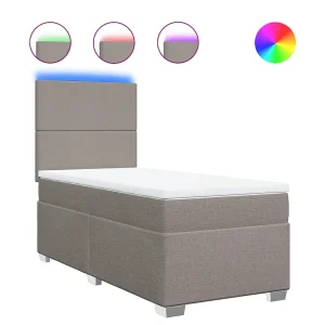Boxspring met matras stof taupe 90×190 cm Boxspring met matras stof taupe 90×190 cm