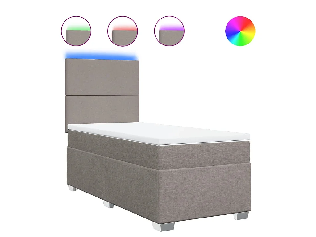 Boxspring met matras stof taupe 90x190 cm