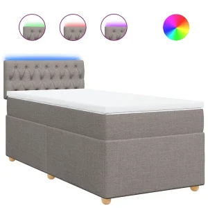 Boxspring met matras stof taupe 90×200 cm Boxspring met matras stof taupe 90×200 cm