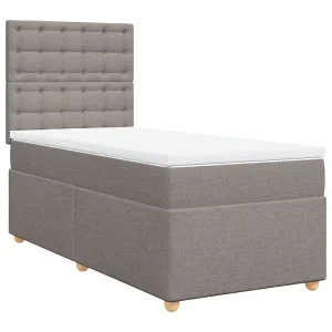 Boxspring met matras stof taupe 90×190 cm Boxspring met matras stof taupe 90×190 cm