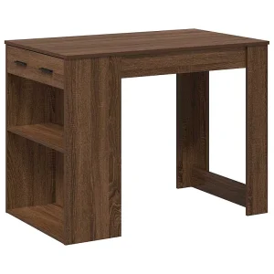 Bureau met lade en plank 102x62x77,5cm bewerkt hout bruin eiken Bureau met lade en plank 102x62x77,5cm bewerkt hout bruin eiken