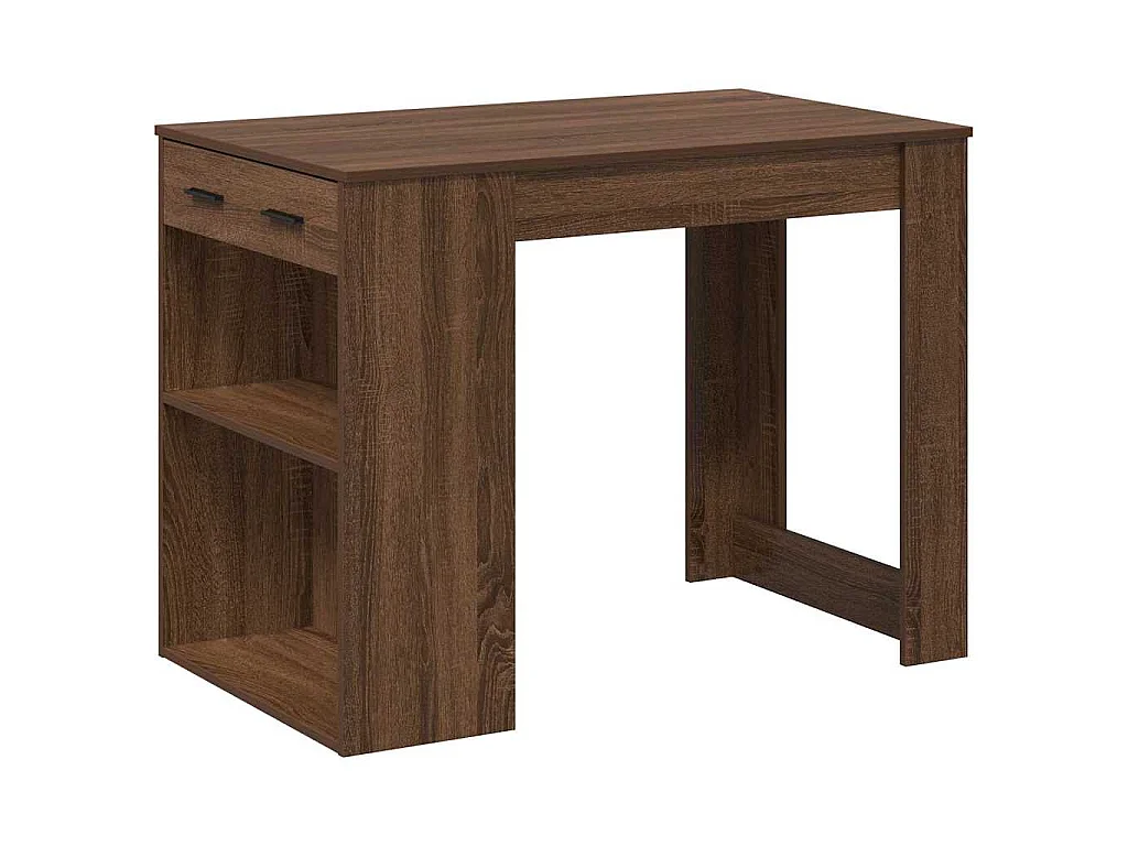 Bureau met lade en plank 102x62x77,5cm bewerkt hout bruin eiken
