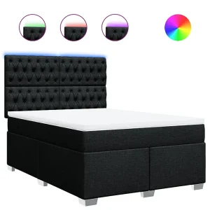 Boxspring met matras stof zwart 160×200 cm Boxspring met matras stof zwart 160×200 cm