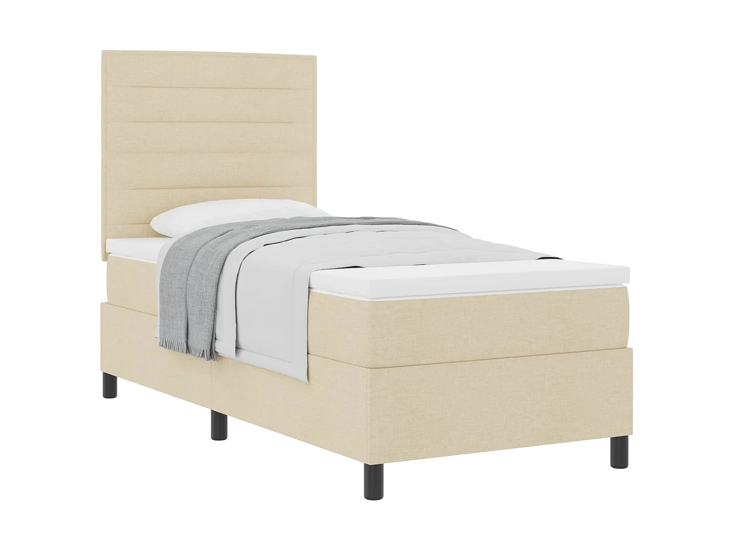 Boxspringbed met matras met hoofdeinde Crème 100 x 200 cm Stof
