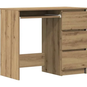 Bureau 90x45x76 cm bewerkt hout artisanaal eikenkleur