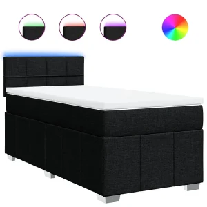 Boxspring met matras stof zwart 90×190 cm Boxspring met matras stof zwart 90×190 cm