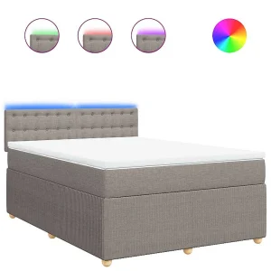 Boxspring met matras stof taupe 140×190 cm Boxspring met matras stof taupe 140×190 cm