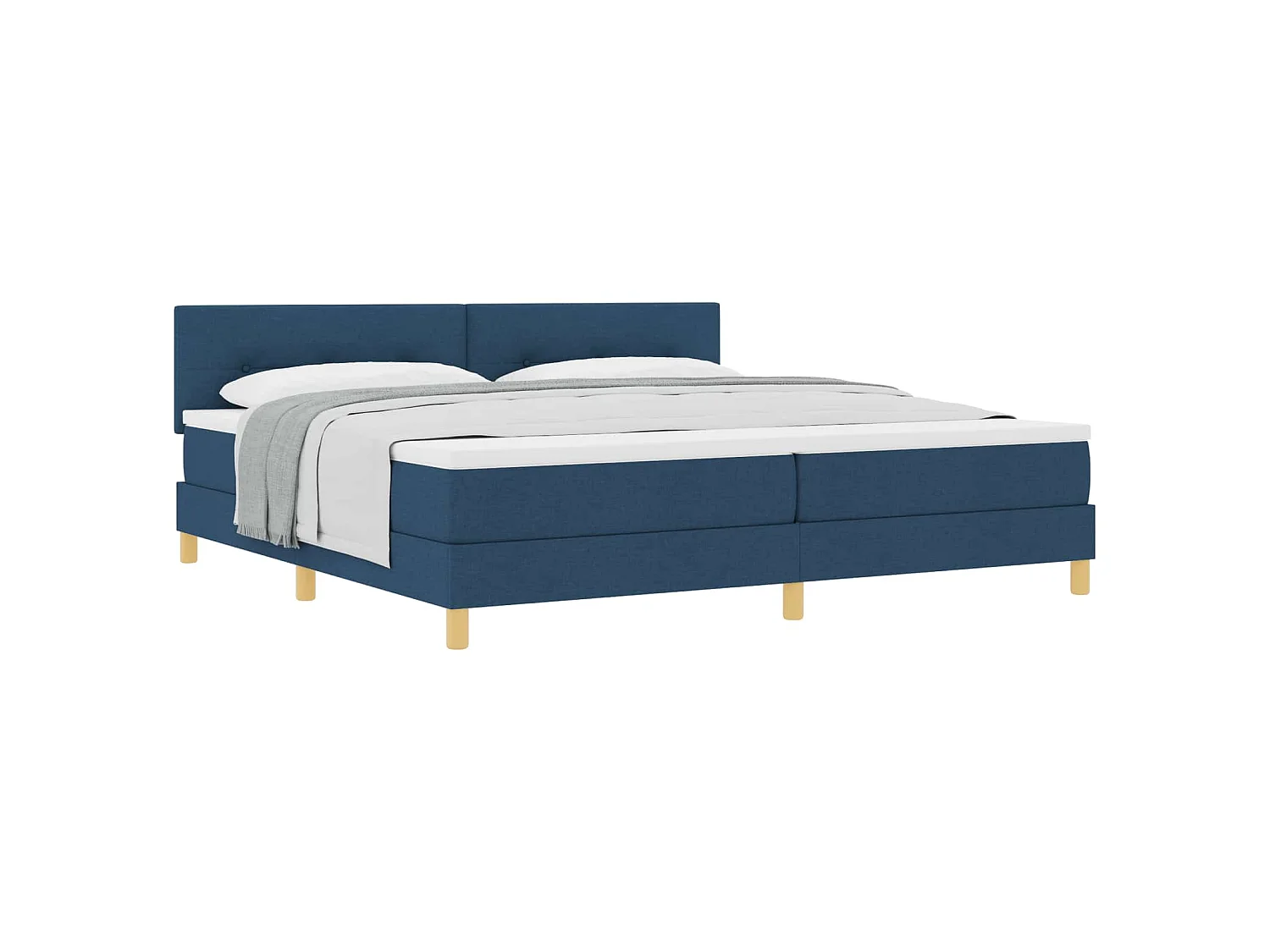 Boxspringbed met matras met hoofdeinde Blauw 200 x 200 cm Stof
