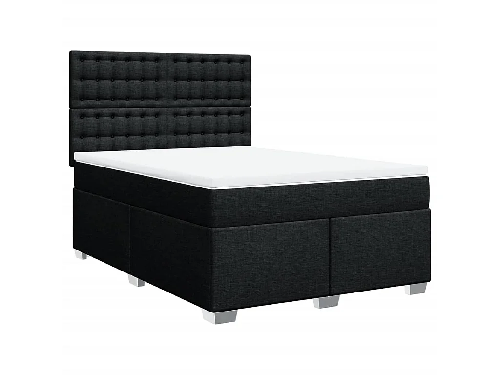 Boxspring met matras stof zwart 160x200 cm