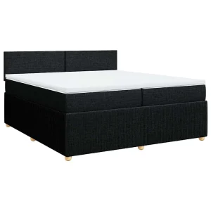 Boxspring met matras stof zwart 200×200 cm Boxspring met matras stof zwart 200×200 cm
