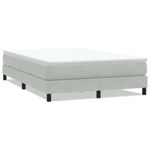 Boxspring zonder matras fluweel lichtgrijs 160×220 cm Boxspring zonder matras fluweel lichtgrijs 160×220 cm