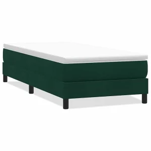 Boxspring zonder matras fluweel donkergroen 90×220 cm