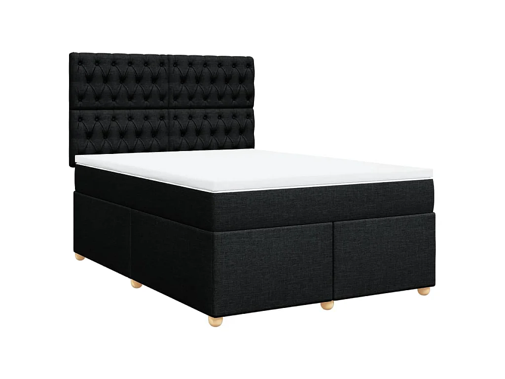 Boxspring met matras stof zwart 140x200 cm