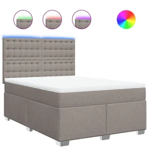 Boxspring met matras stof taupe 160×200 cm Boxspring met matras stof taupe 160×200 cm