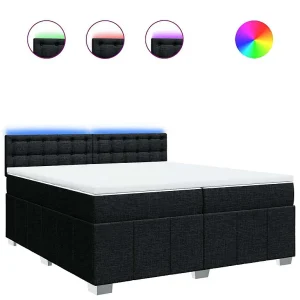 Boxspring met matras stof zwart 200×200 cm Boxspring met matras stof zwart 200×200 cm