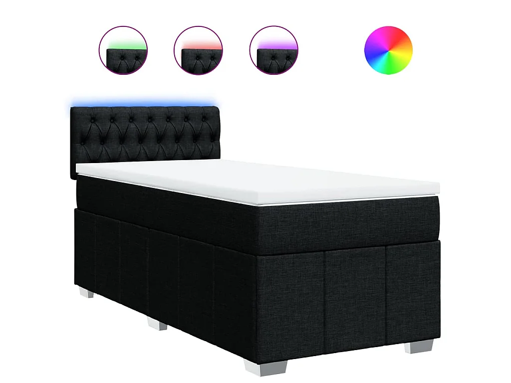 Boxspring met matras stof zwart 80x200 cm