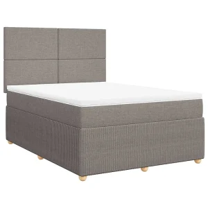 Boxspring met matras stof taupe 140×190 cm Boxspring met matras stof taupe 140×190 cm
