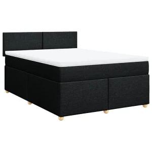 Boxspring met matras stof zwart 140×190 cm Boxspring met matras stof zwart 140×190 cm