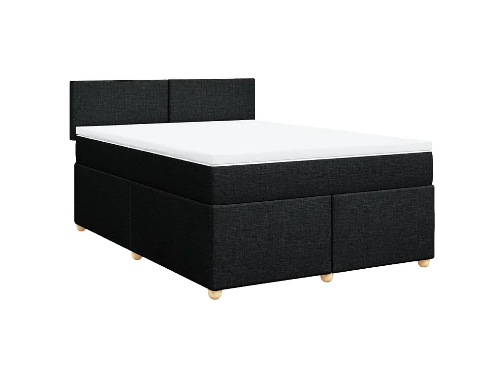 Boxspring met matras stof zwart 140x190 cm