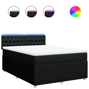 Boxspring met matras stof zwart 140×190 cm Boxspring met matras stof zwart 140×190 cm