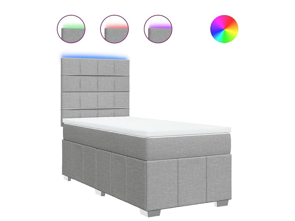 Boxspring met matras stof lichtgrijs 90x200 cm