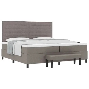 Boxspringbed met matras met hoofdeinde Taupe 200 x 200 cm Stof Boxspringbed met matras met hoofdeinde Taupe 200 x 200 cm Stof