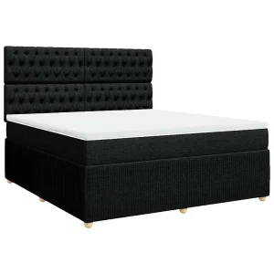 Boxspring met matras stof zwart 180×200 cm Boxspring met matras stof zwart 180×200 cm