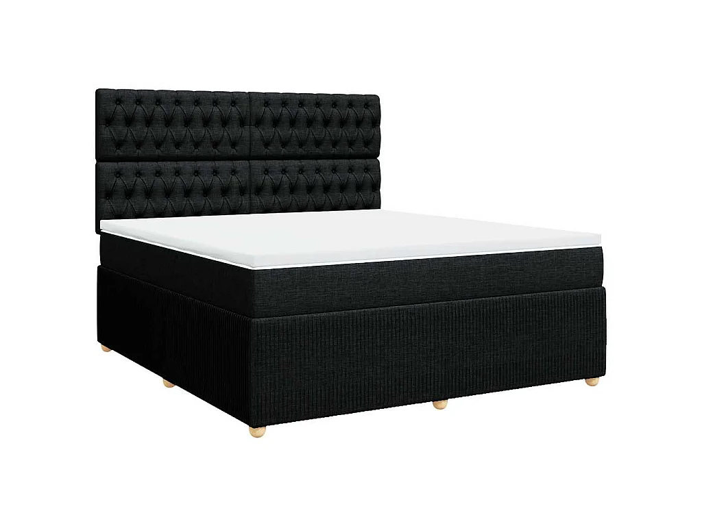 Boxspring met matras stof zwart 180x200 cm