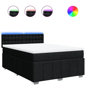 Boxspring met matras stof zwart 140×200 cm Boxspring met matras stof zwart 140×200 cm
