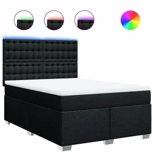 Boxspring met matras stof zwart 160×200 cm Boxspring met matras stof zwart 160×200 cm