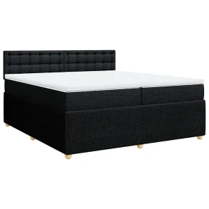 Boxspring met matras stof zwart 200×200 cm Boxspring met matras stof zwart 200×200 cm