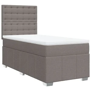 Boxspring met matras stof taupe 80×200 cm Boxspring met matras stof taupe 80×200 cm