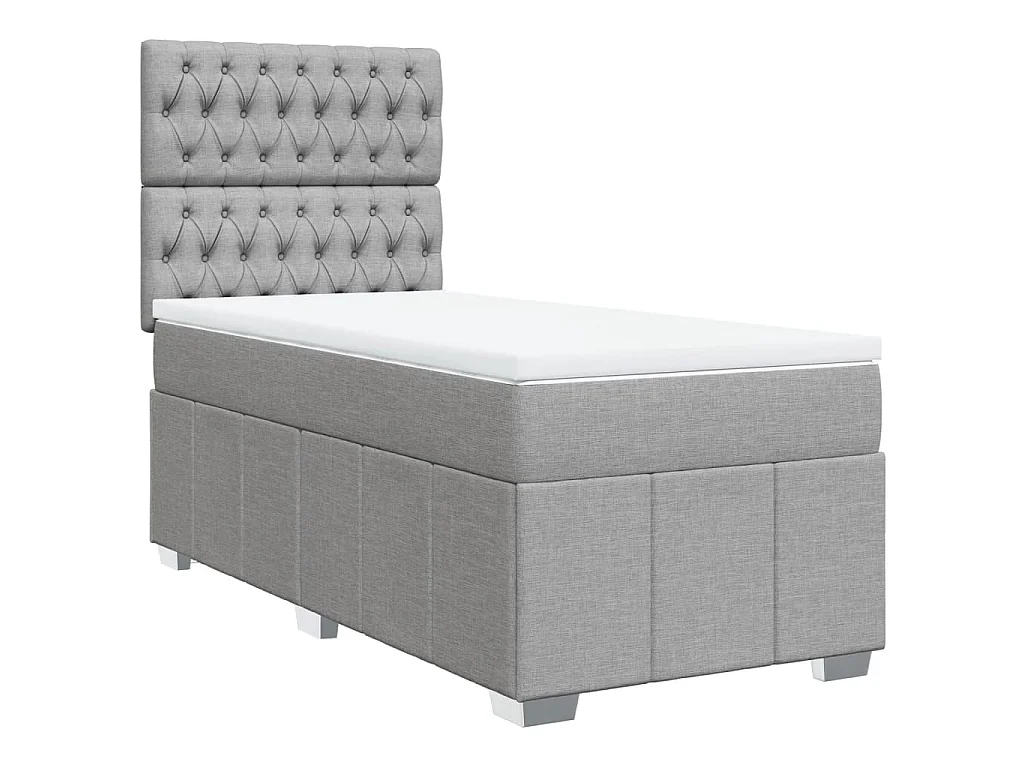 Boxspring met matras stof lichtgrijs 90x190 cm