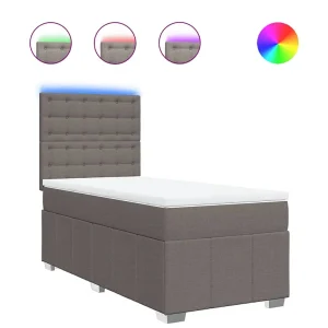 Boxspring met matras stof taupe 80×200 cm Boxspring met matras stof taupe 80×200 cm