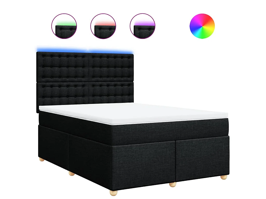 Boxspring met matras stof zwart 140x200 cm
