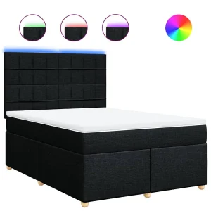 Boxspring met matras stof zwart 140×190 cm Boxspring met matras stof zwart 140×190 cm