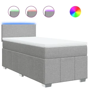 Boxspring met matras stof lichtgrijs 90×200 cm Boxspring met matras stof lichtgrijs 90×200 cm