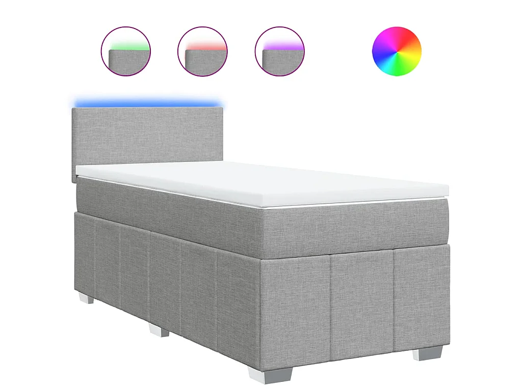 Boxspring met matras stof lichtgrijs 90x200 cm