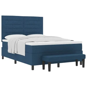 Boxspringbed met matras met hoofdeinde Blauw 140 x 200 cm Stof Boxspringbed met matras met hoofdeinde Blauw 140 x 200 cm Stof