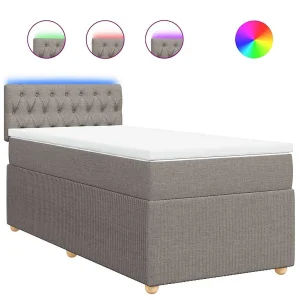 Boxspring met matras stof taupe 80×200 cm Boxspring met matras stof taupe 80×200 cm