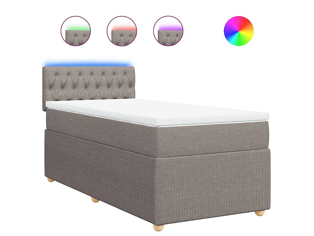 Boxspring met matras stof taupe 80x200 cm