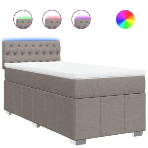 Boxspring met matras stof taupe 80×200 cm Boxspring met matras stof taupe 80×200 cm