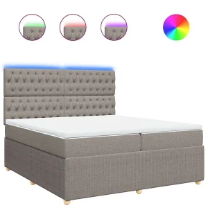 Boxspring met matras stof taupe 200×200 cm