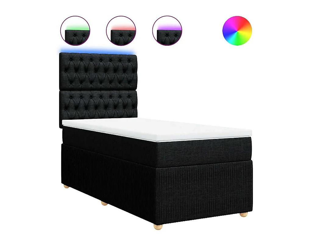 Boxspring met matras stof zwart 80x200 cm