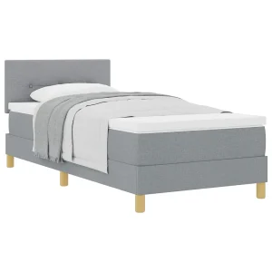 Boxspringbed met matras met matras Lichtgrijs 100 x 200 cm Stof Boxspringbed met matras met matras Lichtgrijs 100 x 200 cm Stof